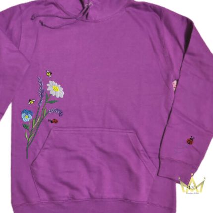 Flowers and ladybug embroidery