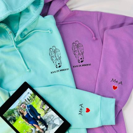 Custom Couple Outline Embroidered